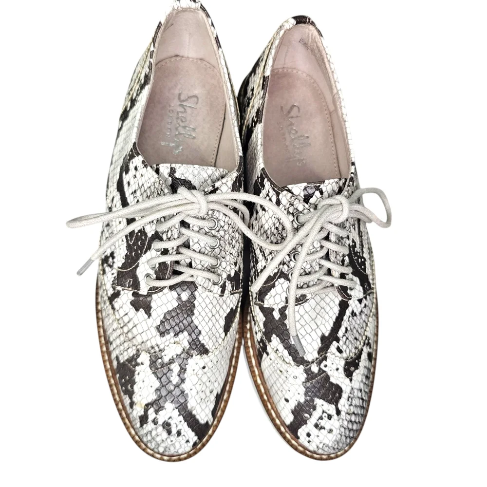 Shellys London Womens Snakeskin Loafers Platform Women's Size 6